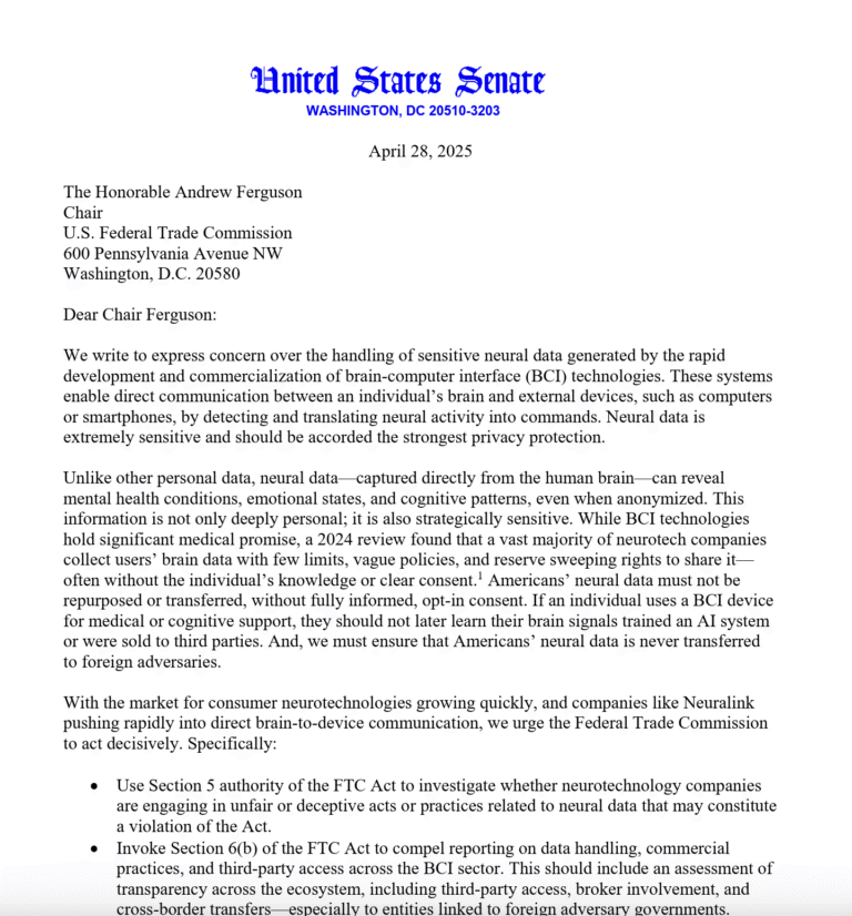Neurotech’s Dark Side: Senators Demand Action on Brain Data Exploitation